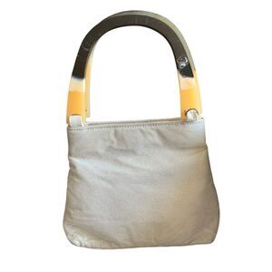 Vintage 1950's Paris Leather Handbags NY Double Tortoise Shell Bakelite Handles